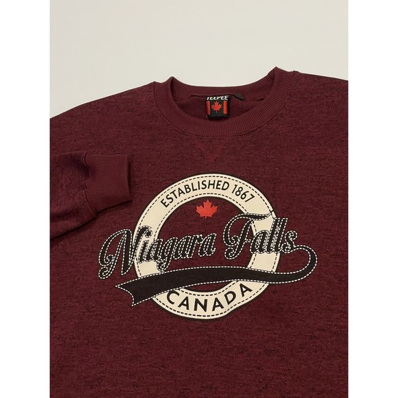 Niagara Falls‎ Teepee Canada Maroon Red Sweater Crewneck Size Medium Unisex - Picture 1 of 8